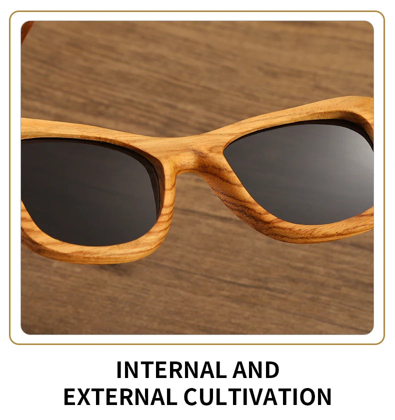 Oyalie Handcrafted Natural Zebra Wood Frame Sunglasses- Natural and Fashionable Symbiosis.