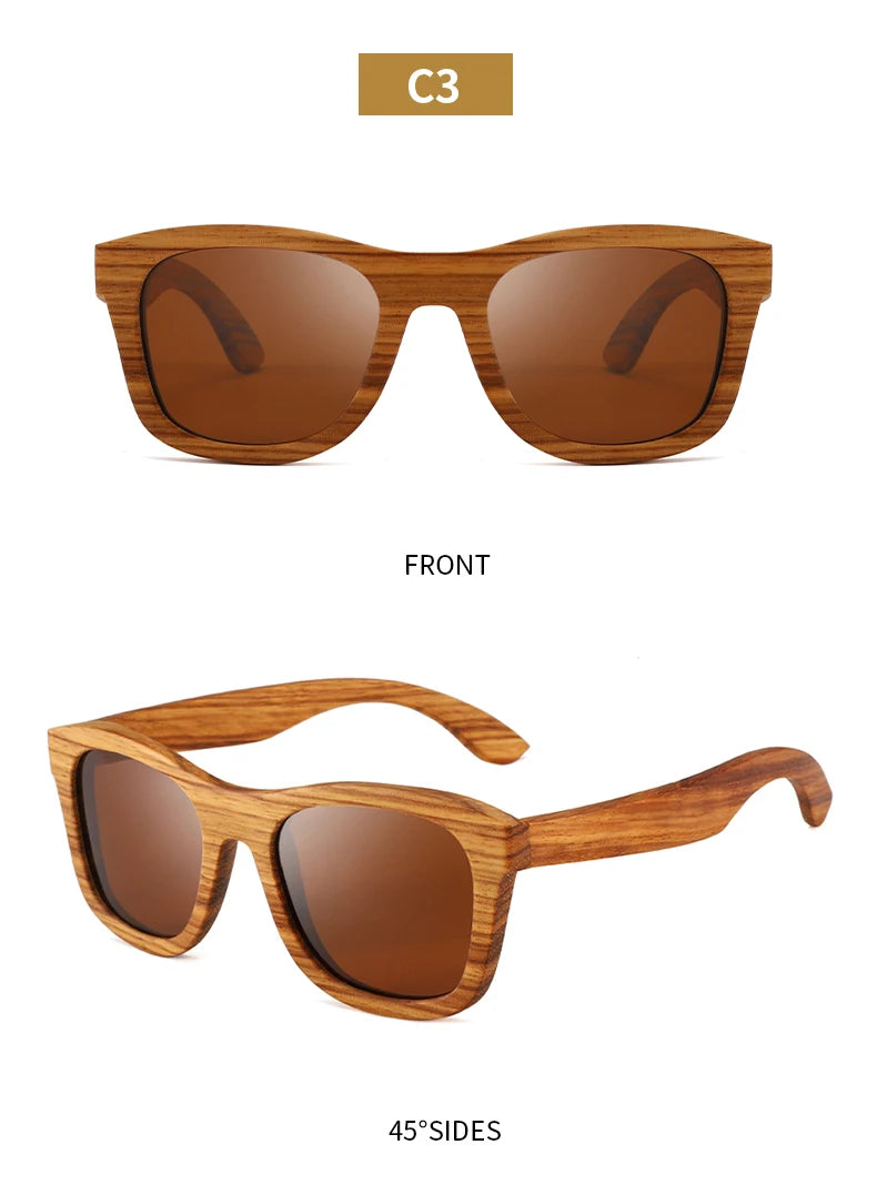 Oyalie Handcrafted Natural Zebra Wood Frame Sunglasses- Natural and Fashionable Symbiosis.