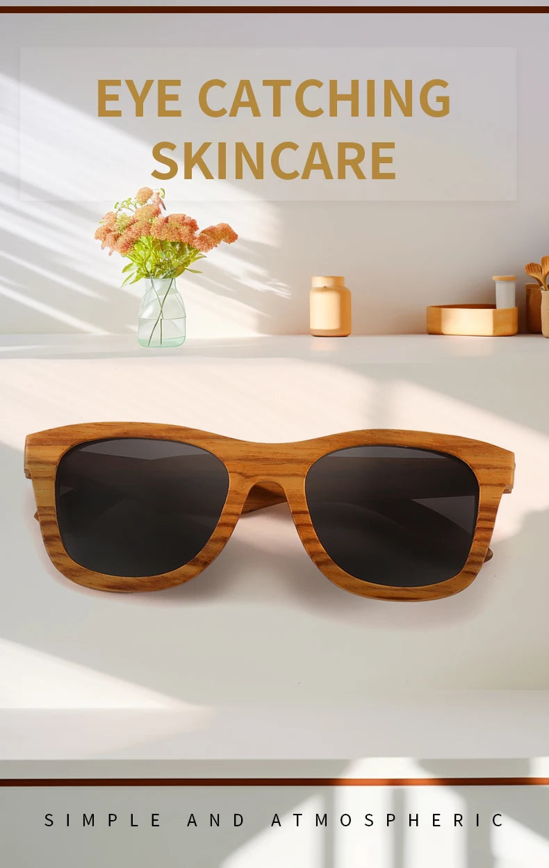 Oyalie Handcrafted Natural Zebra Wood Frame Sunglasses- Natural and Fashionable Symbiosis.