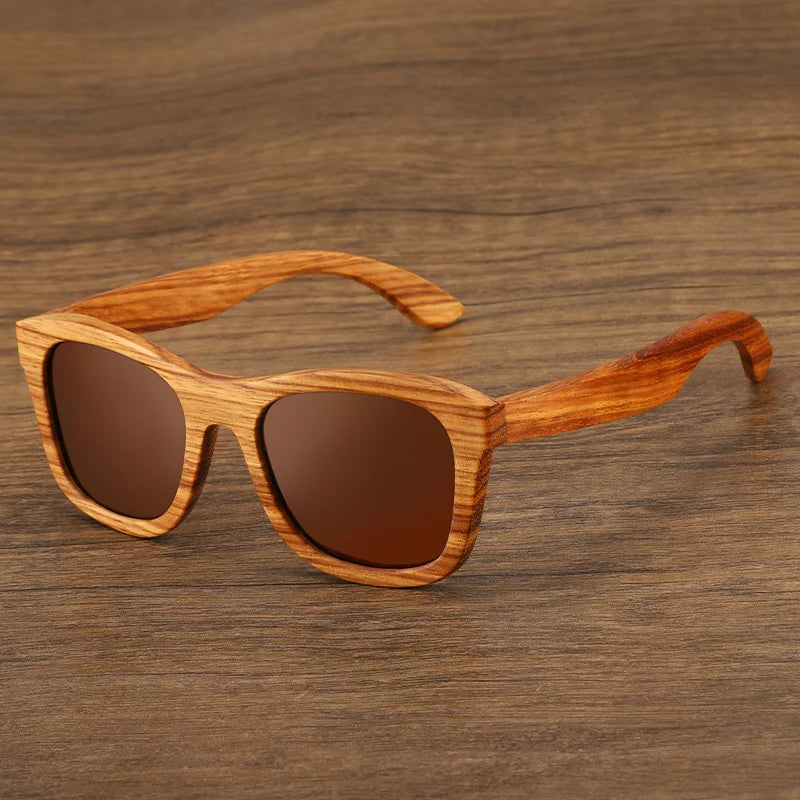 Oyalie Handcrafted Natural Zebra Wood Frame Sunglasses- Natural and Fashionable Symbiosis.
