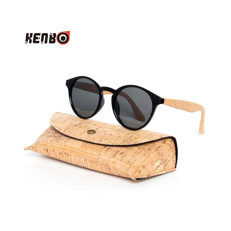 Kenbo Wood Bamboo Grain Polarized Sunglasses With Case - Wooden Sunglasses