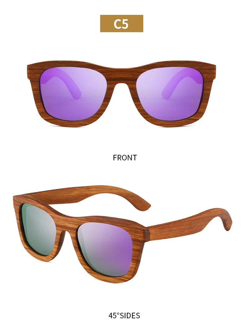 Oyalie Handcrafted Natural Zebra Wood Frame Sunglasses- Natural and Fashionable Symbiosis.