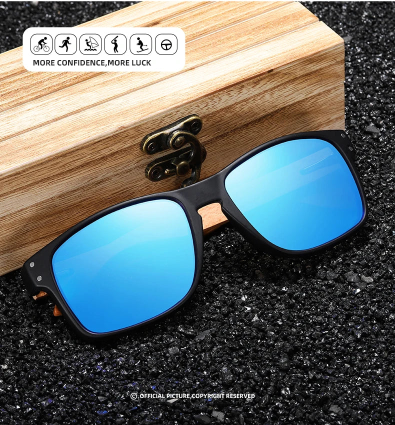 Beech Wood Handmade Sunglasses -Polarized Eyewear, Reinforced Hinge