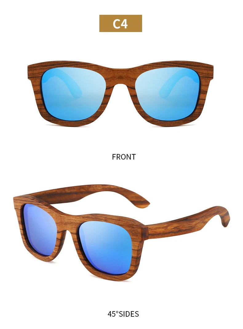 Oyalie Handcrafted Natural Zebra Wood Frame Sunglasses- Natural and Fashionable Symbiosis.