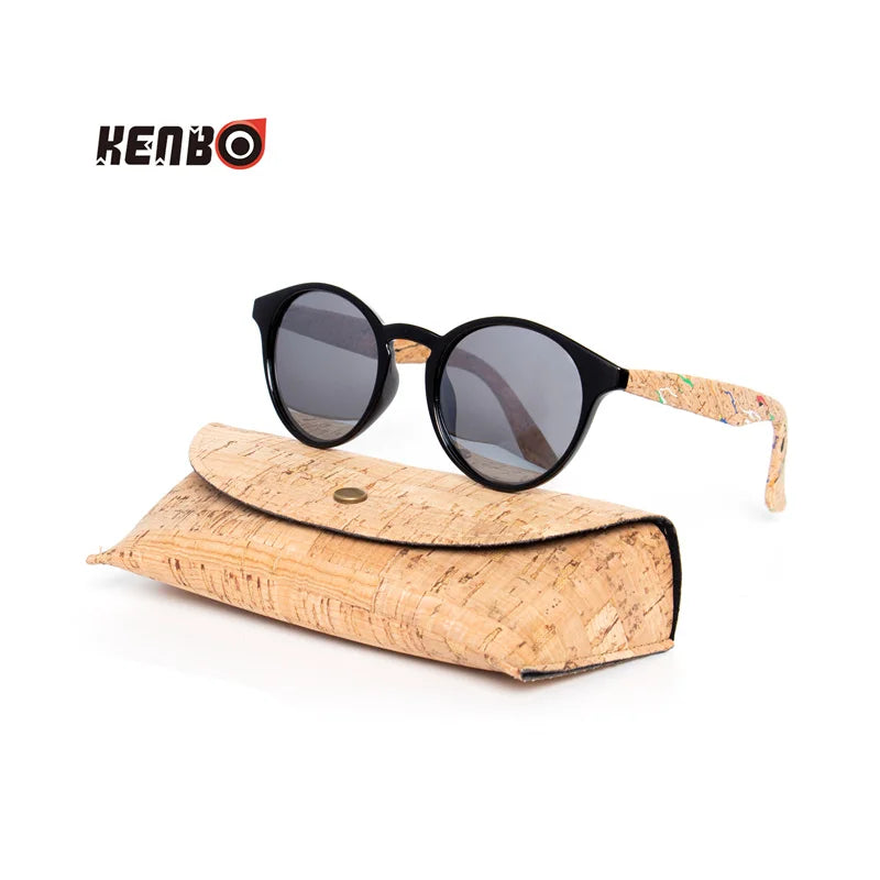 Kenbo Wood Bamboo Grain Polarized Sunglasses With Case - Wooden Sunglasses