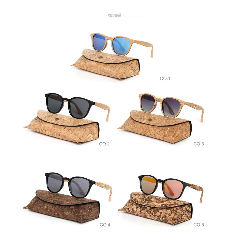 Kenbo Wood Bamboo Grain Polarized Sunglasses With Case - Wooden Sunglasses