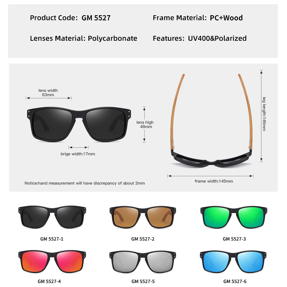 Beech Wood Handmade Sunglasses -Polarized Eyewear, Reinforced Hinge