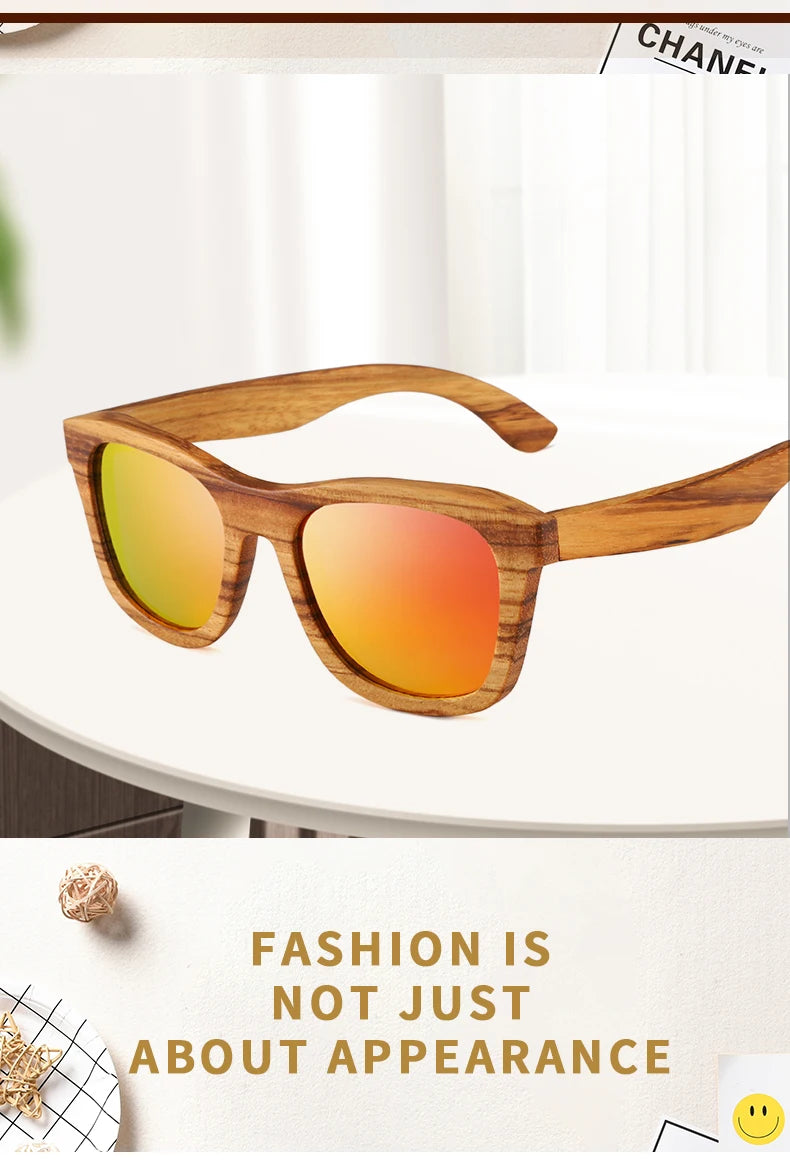 Oyalie Handcrafted Natural Zebra Wood Frame Sunglasses- Natural and Fashionable Symbiosis.