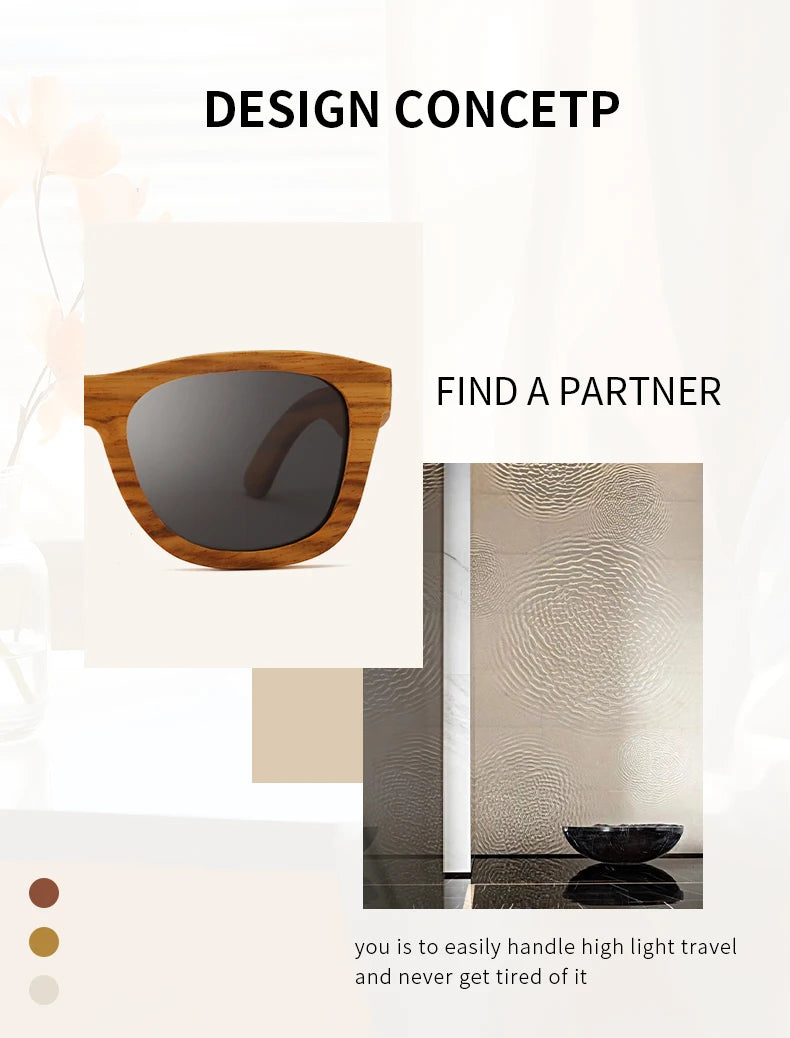 Oyalie Handcrafted Natural Zebra Wood Frame Sunglasses- Natural and Fashionable Symbiosis.