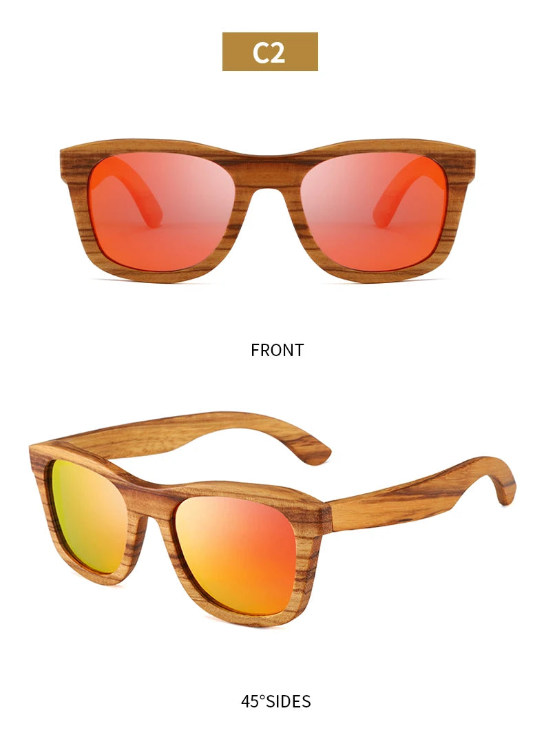 Oyalie Handcrafted Natural Zebra Wood Frame Sunglasses- Natural and Fashionable Symbiosis.