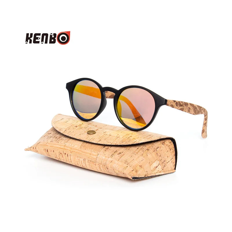 Kenbo Wood Bamboo Grain Polarized Sunglasses With Case - Wooden Sunglasses