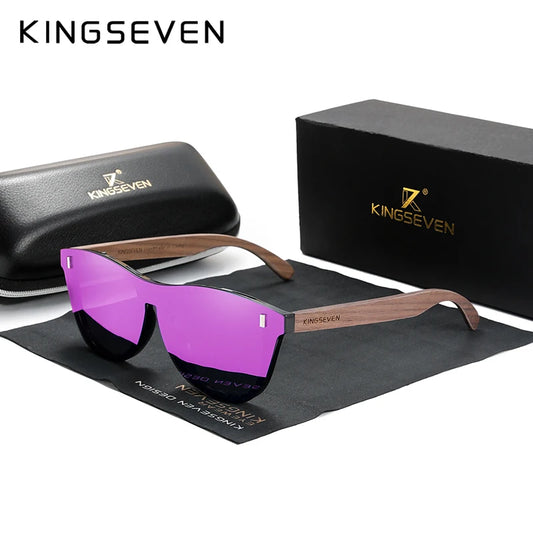 Vintage Walnut Wood Sunglasses - UV400 Protection Square Sunglasses