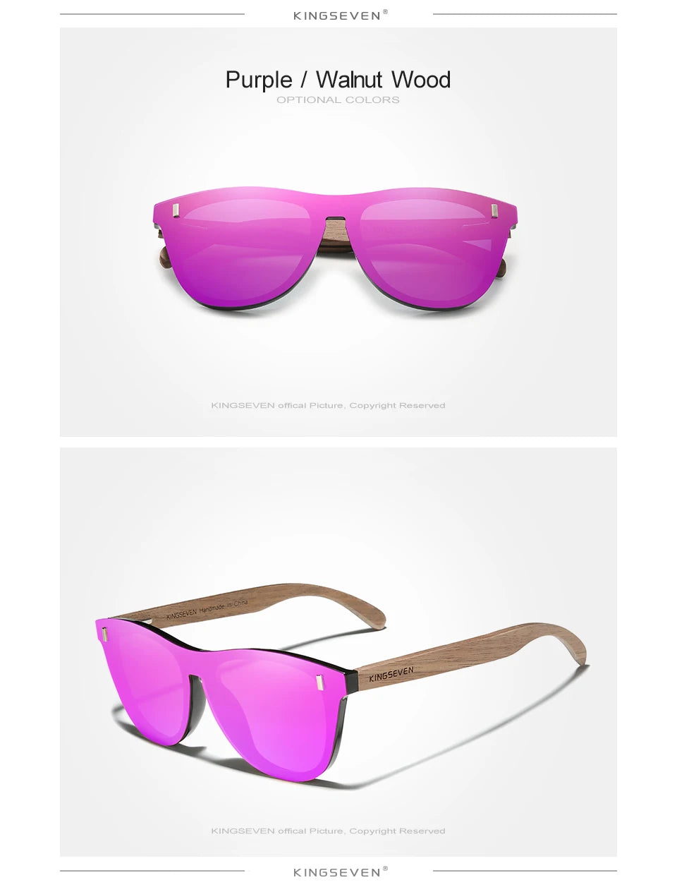 Vintage Walnut Wood Sunglasses - UV400 Protection Square Sunglasses