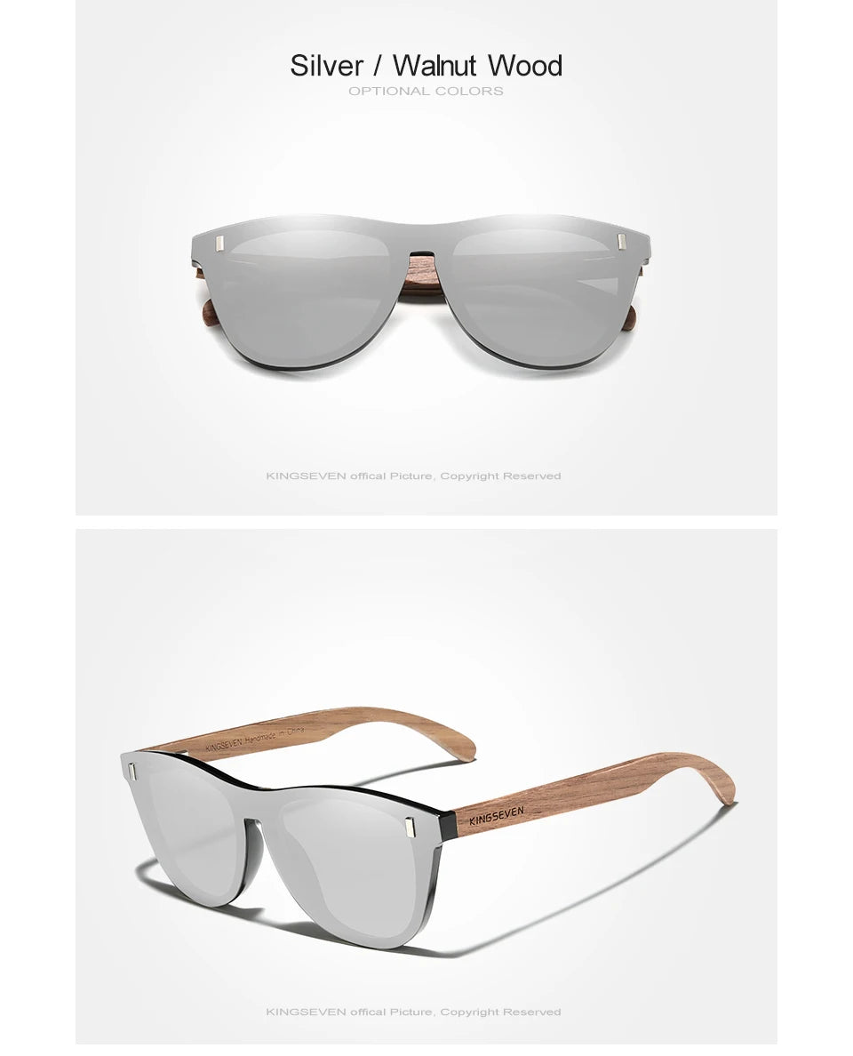 Vintage Walnut Wood Sunglasses - UV400 Protection Square Sunglasses