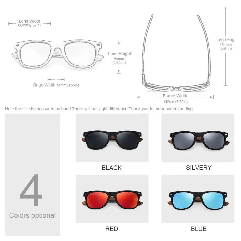 Oi Wood Brand Natural Wooden Sunglasses - Polarized Oculus De Sol Masculino New TR90 Frames