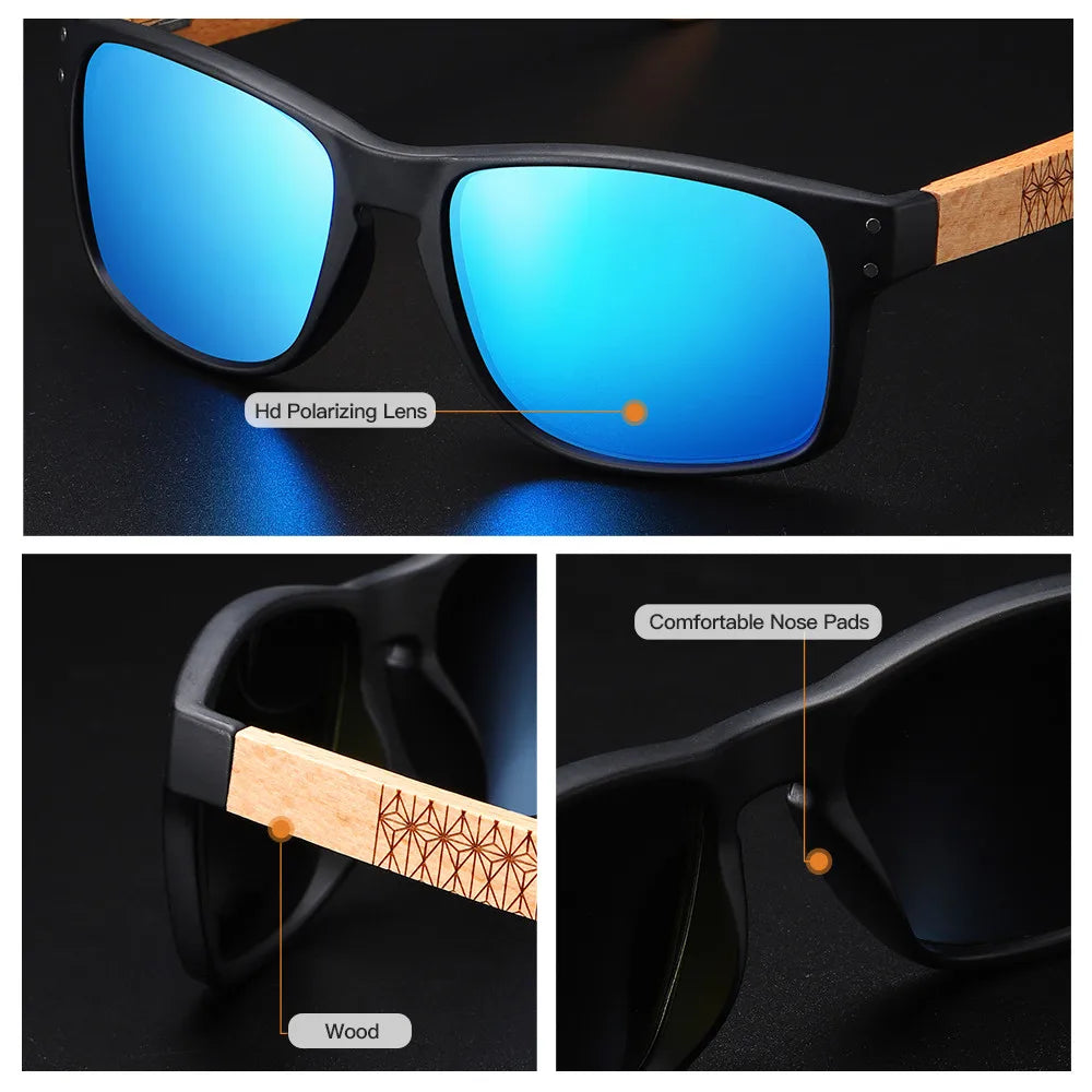 Beech Wood Handmade Sunglasses -Polarized Eyewear, Reinforced Hinge