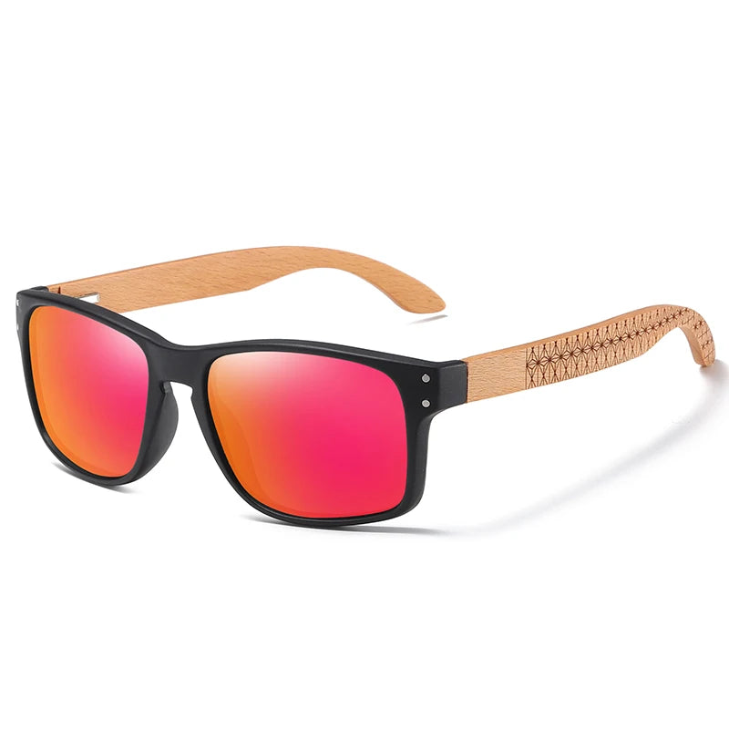 Beech Wood Handmade Sunglasses -Polarized Eyewear, Reinforced Hinge