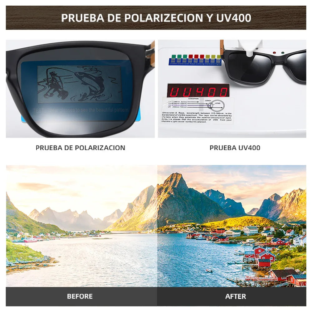 Beech Wood Handmade Sunglasses -Polarized Eyewear, Reinforced Hinge